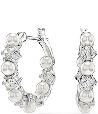 Swarovski Matrix Crystal Pearl Hoop Earrings