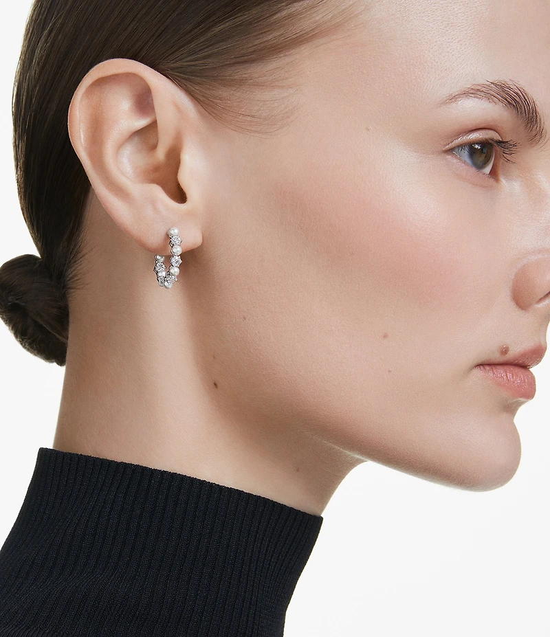 Swarovski Matrix Crystal Pearl Hoop Earrings