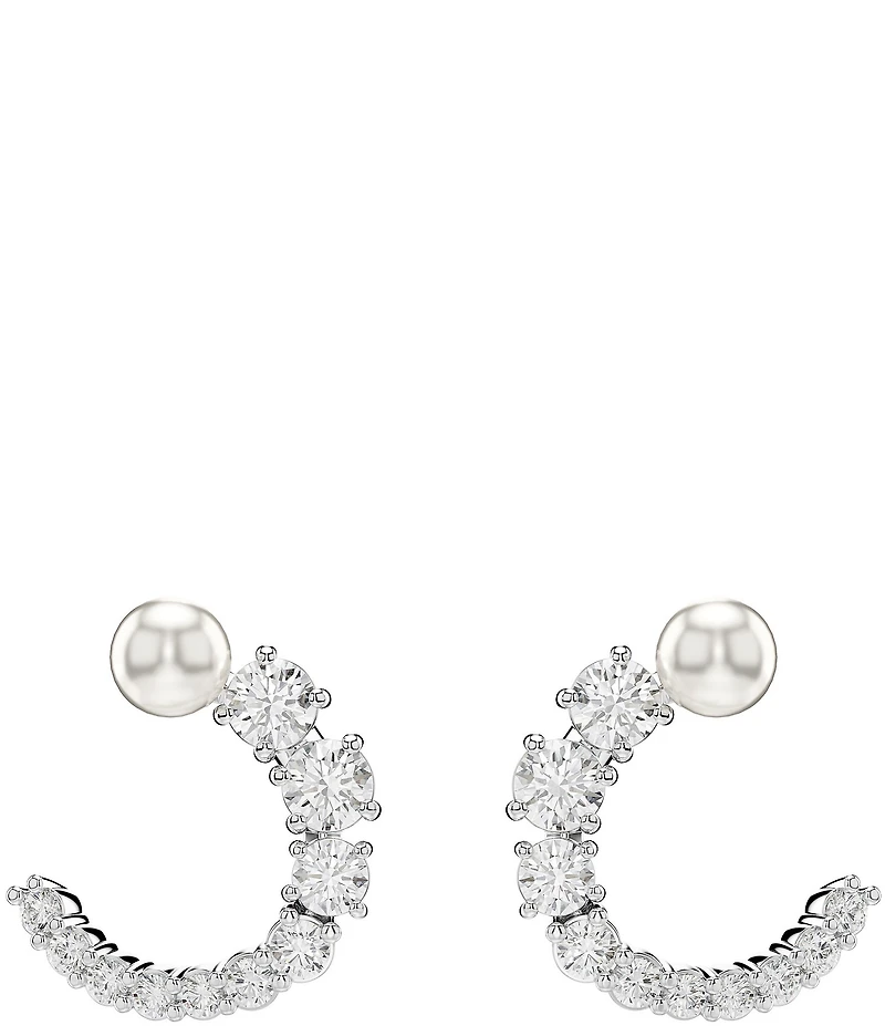 Swarovski Matrix Crystal Pearl C Drop Earrings