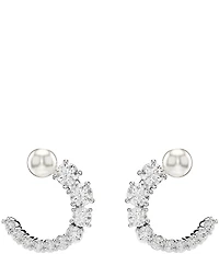 Swarovski Matrix Crystal Pearl C Drop Earrings