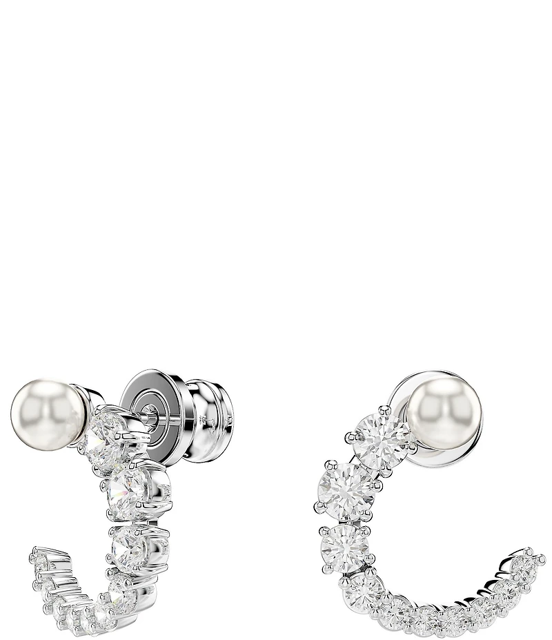Swarovski Matrix Crystal Pearl C Drop Earrings