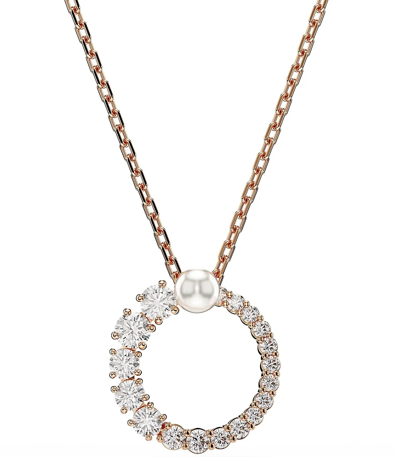 Swarovski Matrix Crystal Pearl Short Pendant Necklace