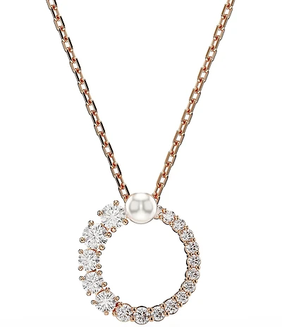 Swarovski Matrix Crystal Pearl Short Pendant Necklace
