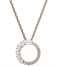Swarovski Matrix Crystal Pearl Short Pendant Necklace