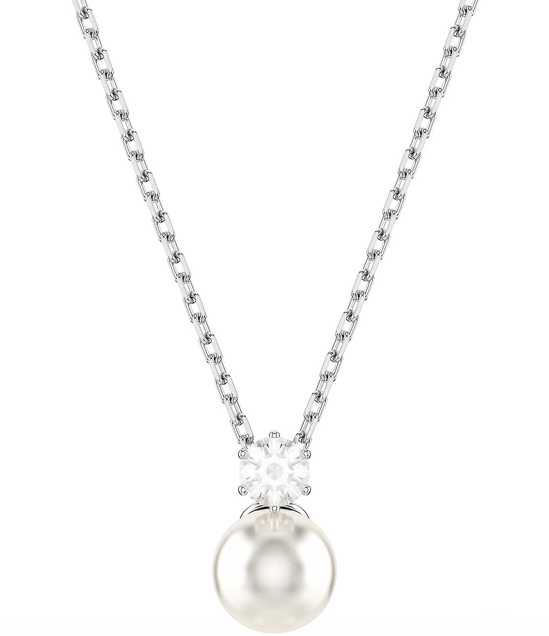 Swarovski Matrix Round Crystal Pearl Short Pendant Necklace