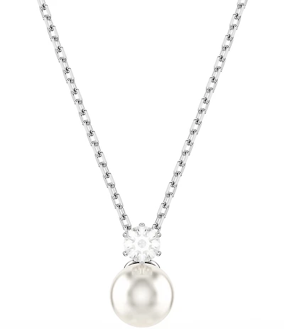Swarovski Matrix Round Crystal Pearl Short Pendant Necklace