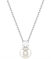 Swarovski Matrix Round Crystal Pearl Short Pendant Necklace