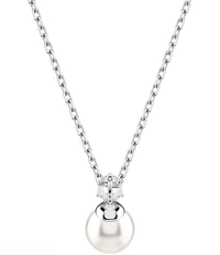 Swarovski Matrix Round Crystal Pearl Short Pendant Necklace