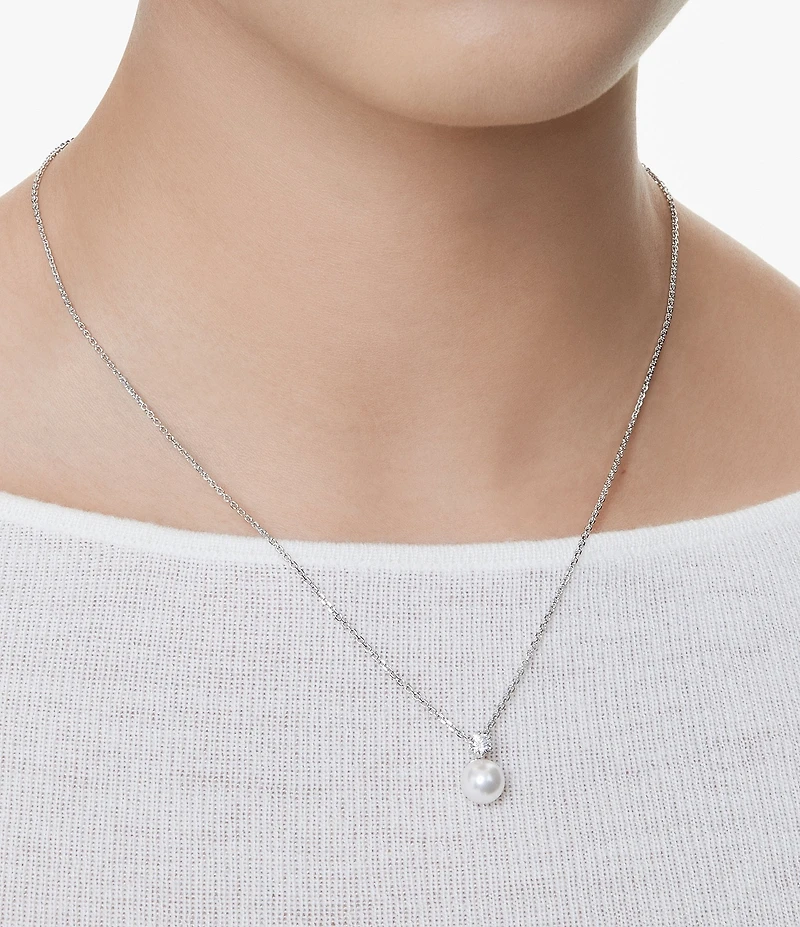 Swarovski Matrix Round Crystal Pearl Short Pendant Necklace