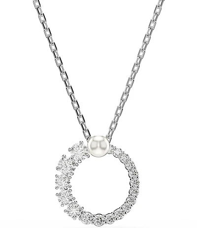 Swarovski Matrix Crystal Pearl Short Orbital Pendant Necklace