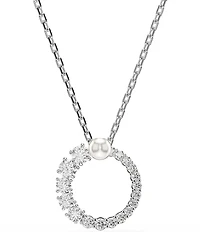 Swarovski Matrix Crystal Pearl Short Orbital Pendant Necklace