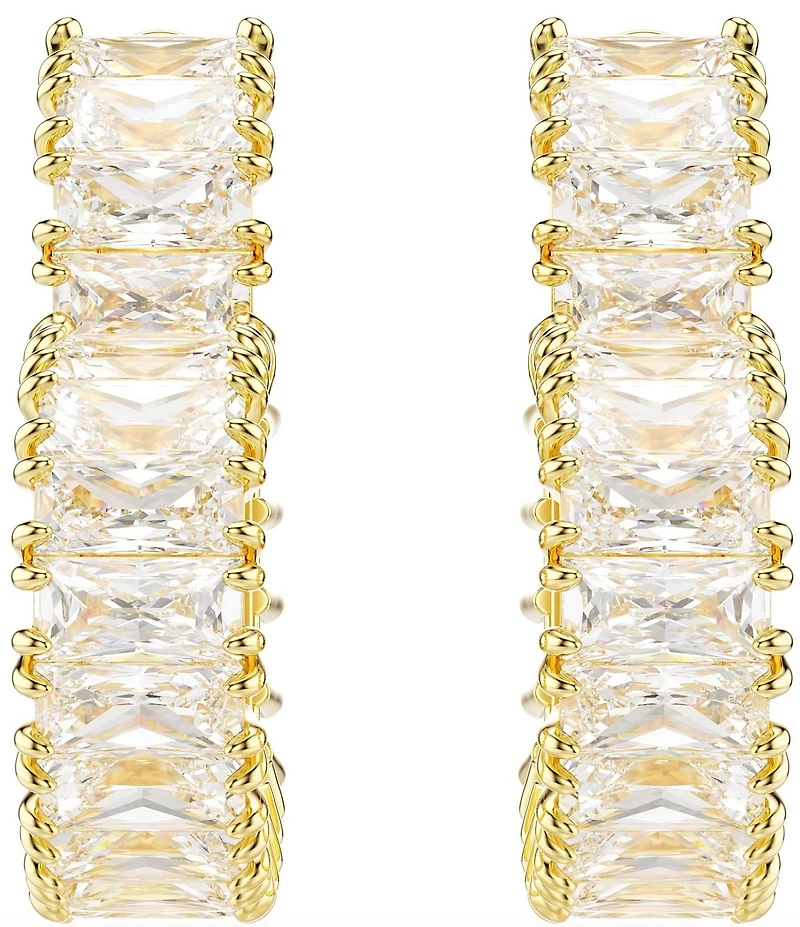 Swarovski Matrix Heart Crystal Gold Metal Hoop Earrings