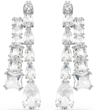 Swarovski Matrix Mixed Cut Silver Metal Linear Earrings