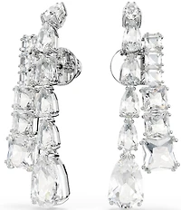 Swarovski Matrix Mixed Cut Silver Metal Linear Earrings