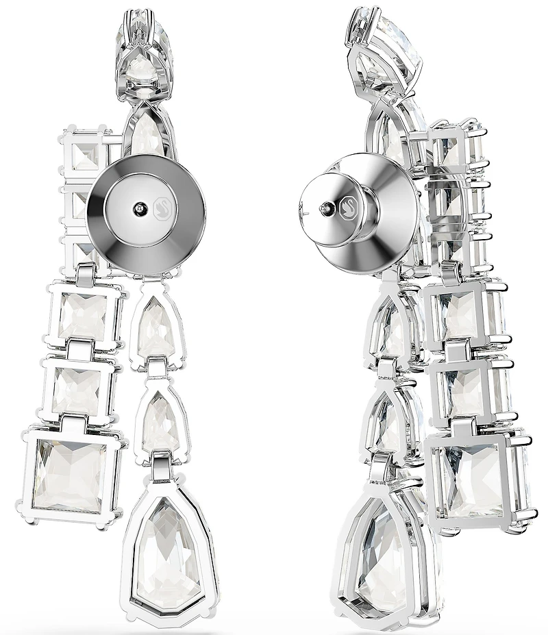 Swarovski Matrix Mixed Cut Silver Metal Linear Earrings