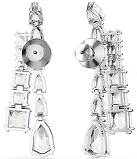 Swarovski Matrix Mixed Cut Silver Metal Linear Earrings