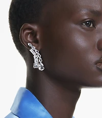 Swarovski Matrix Mixed Cut Silver Metal Linear Earrings