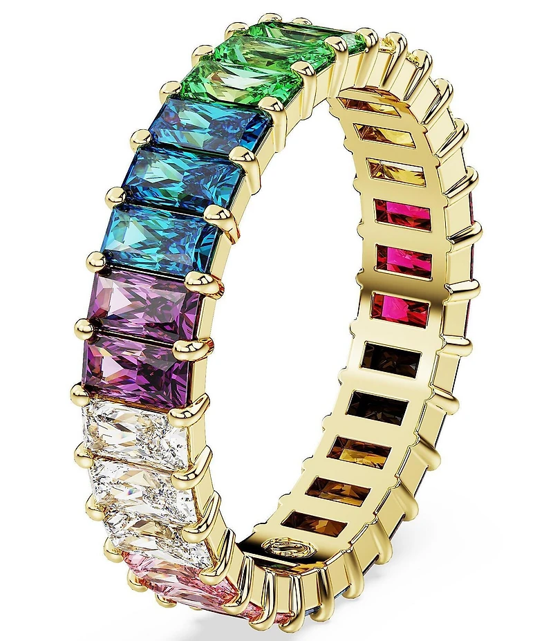 Swarovski Matrix Rainbow Crystal Baguette Band Ring
