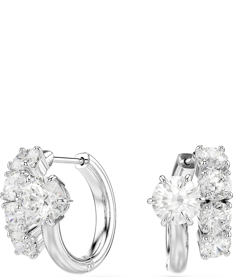 Swarovski Matrix Round Cut CZ Clip Stud Earrings