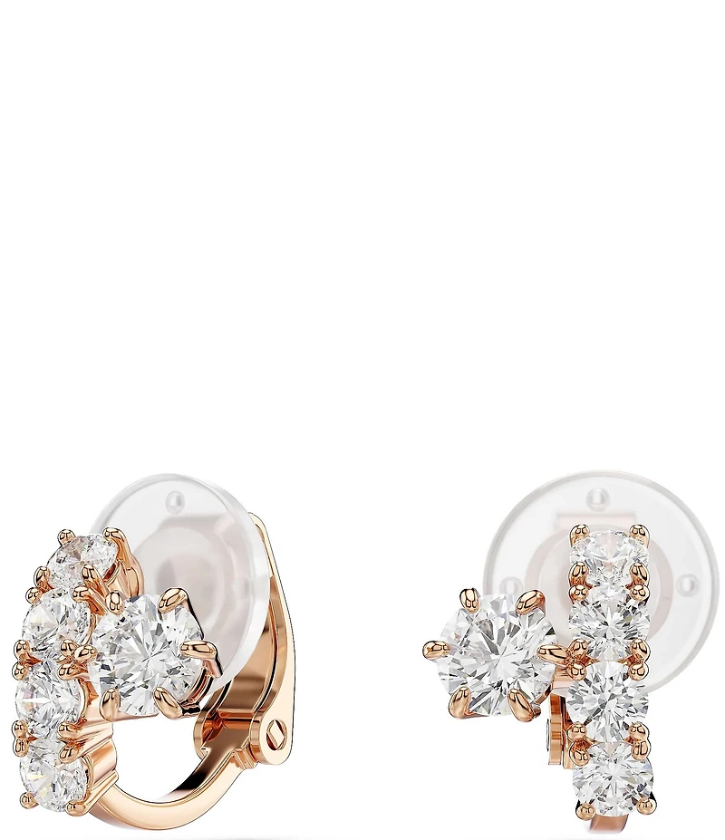 Swarovski Matrix Round Cut CZ Clip Stud Earrings