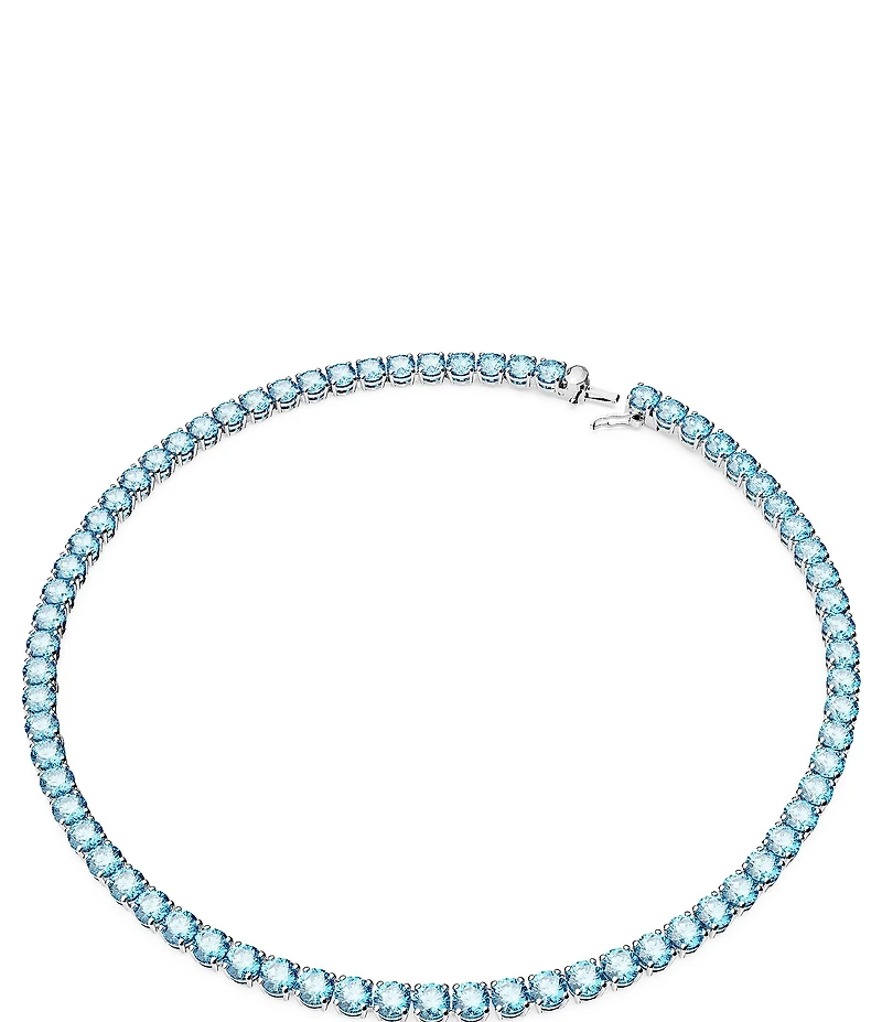 Swarovski Matrix Tennis Blue Crystal Necklace