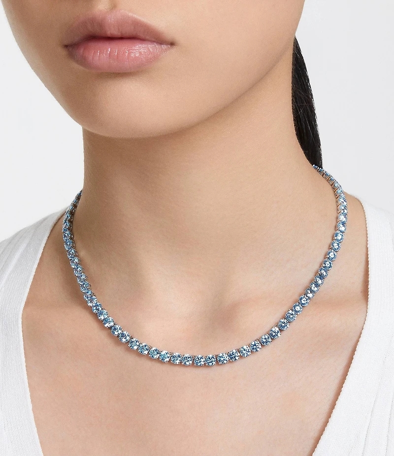 Swarovski Matrix Tennis Blue Crystal Necklace