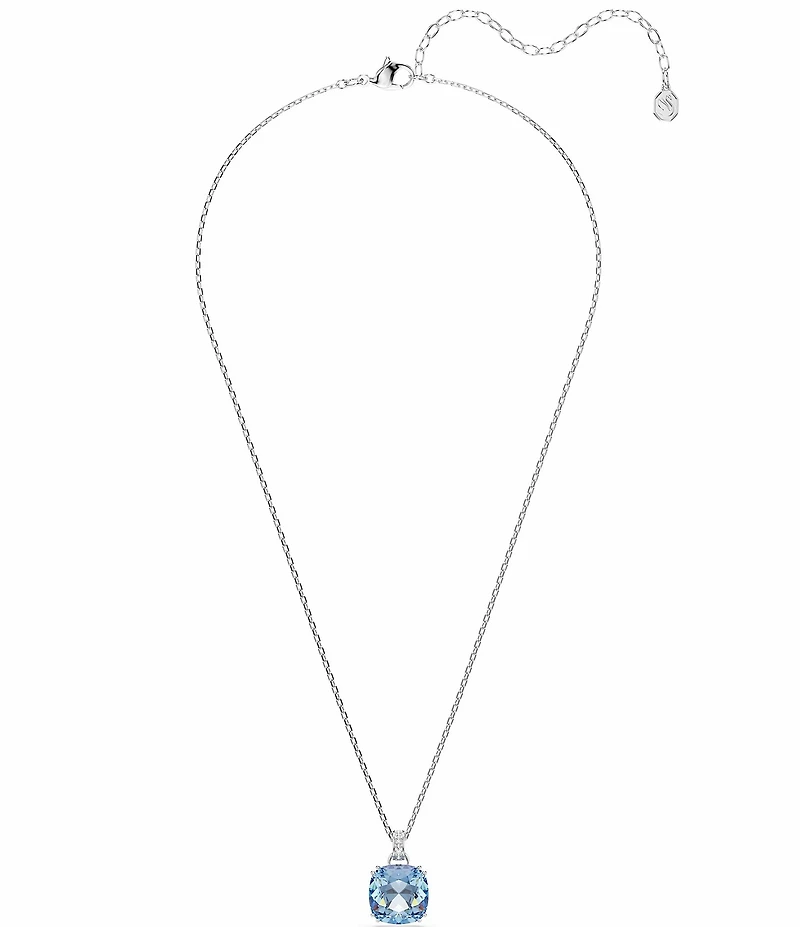 Swarovski Millenia Blue Cushion Cut CZ Short Pendant Necklace