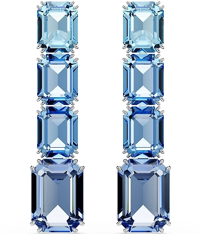 Swarovski Millenia Octagon Cut Blue Linear Earrings