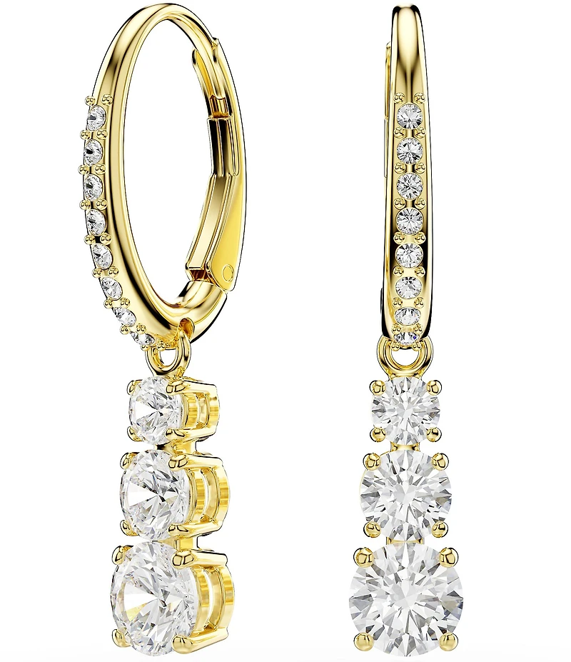 Swarovski Stilla Attract Round Cut Hoop Drop Earrings