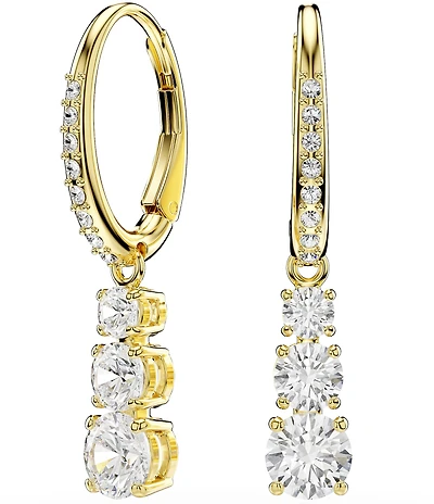 Swarovski Stilla Attract Round Cut Hoop Drop Earrings