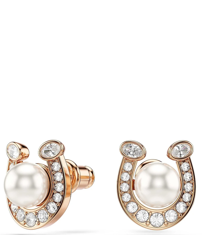 Swarovski Symbolica Crystal Pearl Horseshoe Stud Earrings