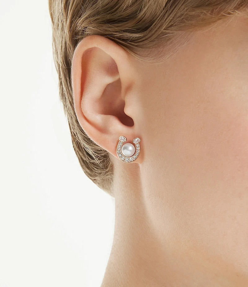 Swarovski Symbolica Crystal Pearl Horseshoe Stud Earrings