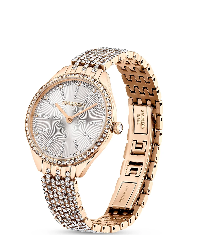 Swarovski Women's Attract Silver Dial Rose Gold Bracelet Watch