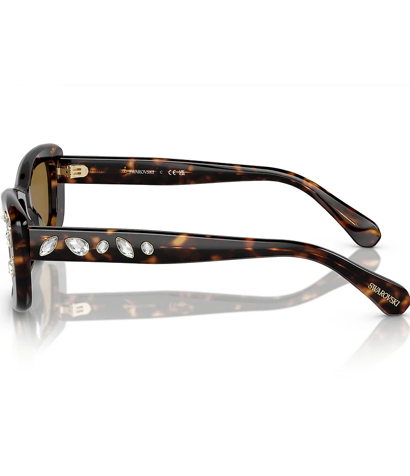 Swarovski SK6008 54mm Crystal Tortoise Rectangle Statement Sunglasses