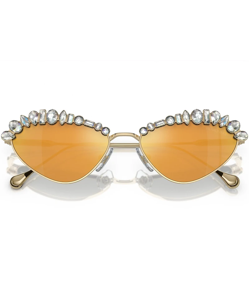 Swarovski SK7009 55mm Crystal Mirrored Statement Cat Eye Sunglasses