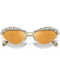 Swarovski SK7009 55mm Crystal Mirrored Statement Cat Eye Sunglasses