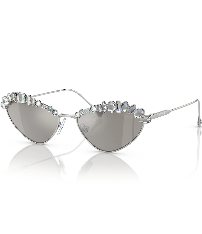 Swarovski SK7009 55mm Crystal Mirrored Statement Cat Eye Sunglasses