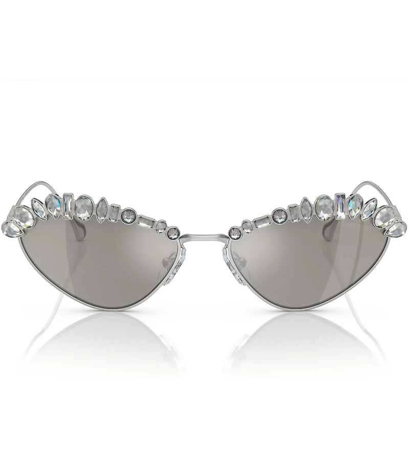 Swarovski SK7009 55mm Crystal Mirrored Statement Cat Eye Sunglasses