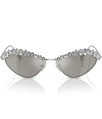 Swarovski SK7009 55mm Crystal Mirrored Statement Cat Eye Sunglasses