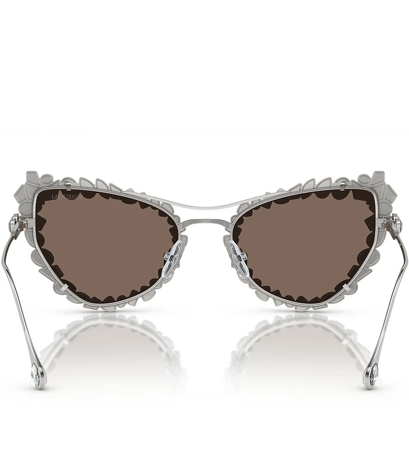 Swarovski SK7011 56mm Mirrored Crystal Cat Eye Statement Sunglasses