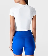Sweaty Betty Athlete Seamless Crew Neck Short Sleeve Cropped Workout Tee Shirt