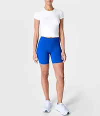 Sweaty Betty Athlete Seamless Crew Neck Short Sleeve Cropped Workout Tee Shirt