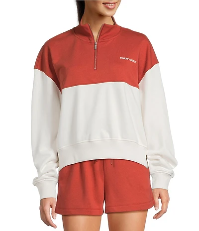 Sweaty Betty Revive Organic Cotton Coordinating Stand Collared Half-Zip Crop Sweatshirt