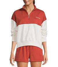 Sweaty Betty Revive Organic Cotton Coordinating Stand Collared Half-Zip Crop Sweatshirt