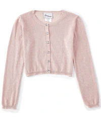 Sweet Charmers Big Girls Long-Sleeve Metallic-Knit Cardigan