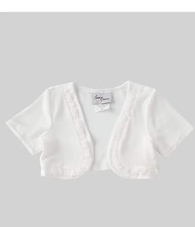 Sweet Charmers Little Girls Short-Sleeve Mesh-Trimmed Knit Cardigan