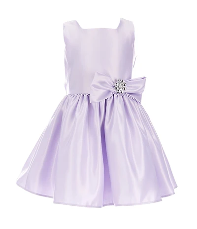 Sweet Kids Little Girls Sleeveless Square Neck Premium Satin Fit-and-Flare Dress