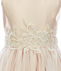Sweet Kids Little Girls Faux-Pearl Satin/Tulle Fit & Flare Dress