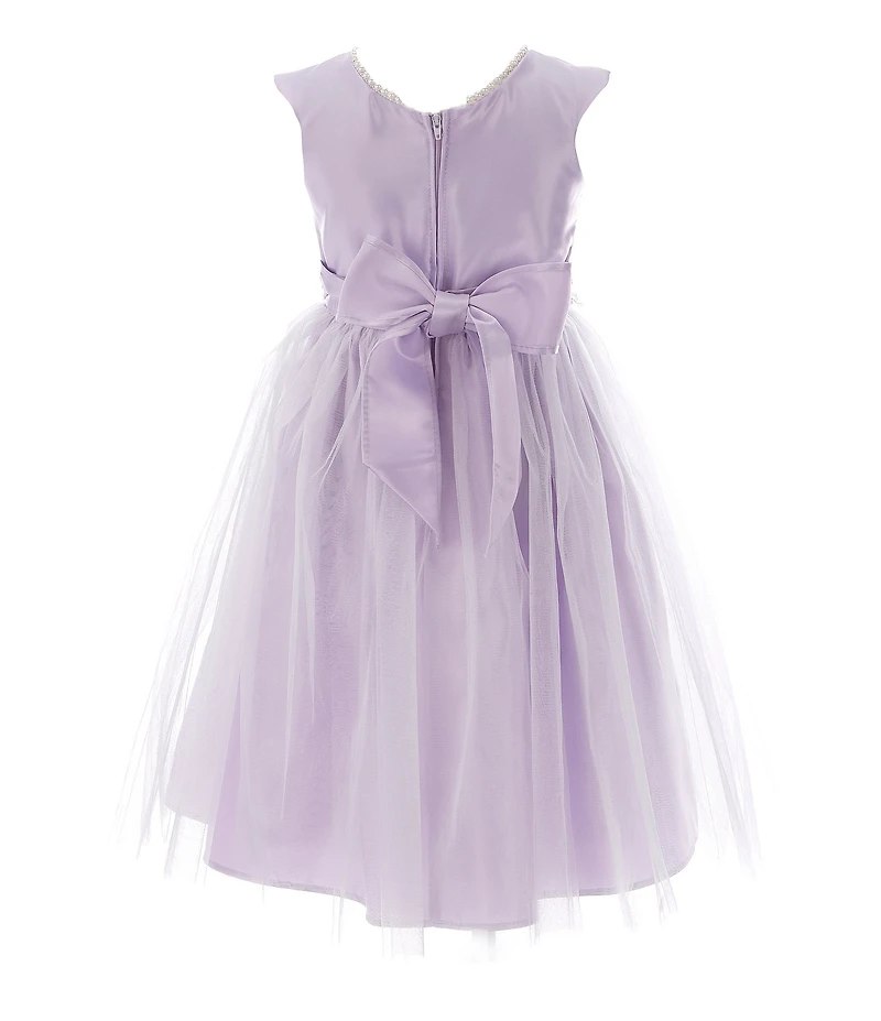 Sweet Kids Little Girls Faux-Pearl Satin/Tulle Fit & Flare Dress