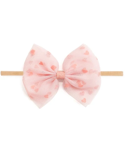 Sweet Wink Baby Girls Flocked-Heart Bow-Accented Tulle Headband